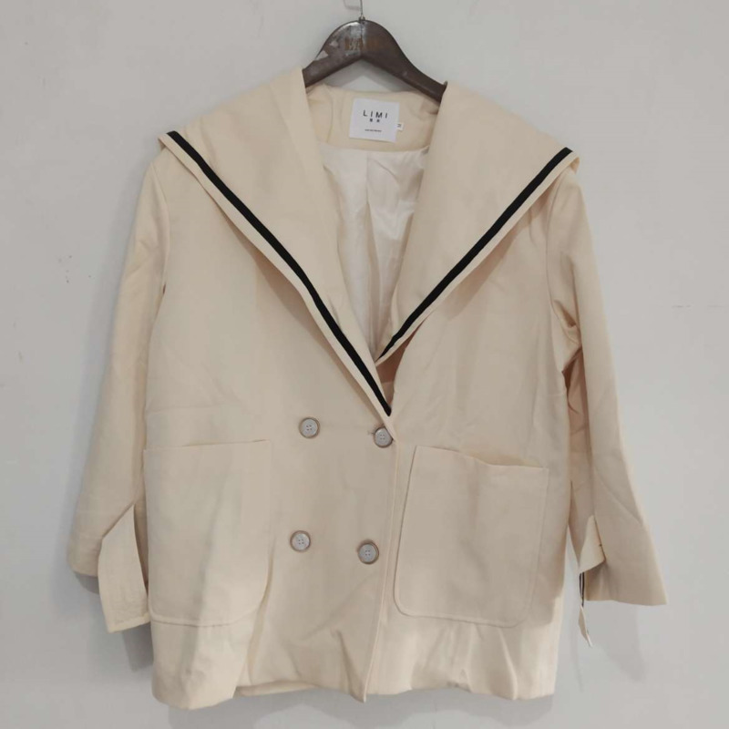 EWQ Fashion Autumn Women Blazers Jackets Work Office Lady Suit Plus Size Business Vneck Double Breasted Coat Apricot 201114