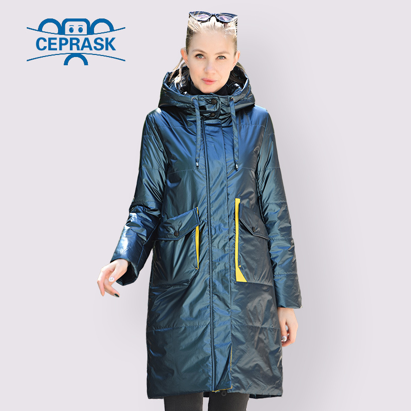 2020 New Spring Autumn Women's Parka Thin Women Coat Long Plus Size High Quality Metallic Fabric Contrast Color Cotton Jackets LJ201127