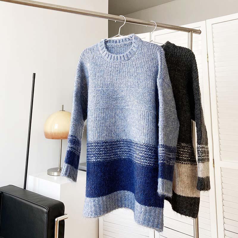 Mooirue Winter Oversized Women Sweater Gradient Stripes Mohair Sweater Thick Line Loose Color Female Jumper, Blue
Mooirue Winter Oversized Women Sweater Gradient Stripes Mohair Sweater Thick Line Loose Color Female Jumper, Blue