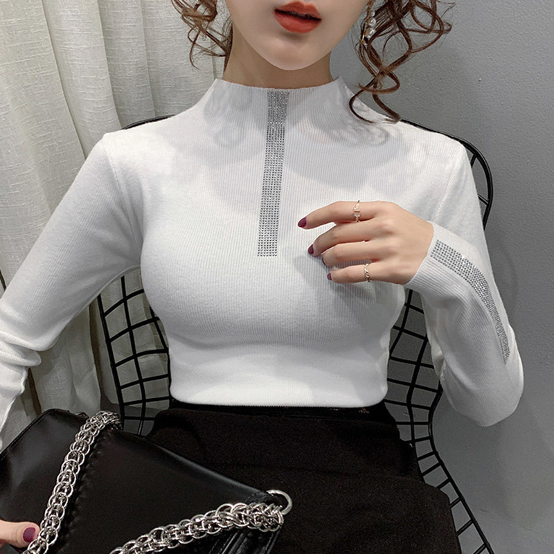 New Fashion Diamond Women's Sweaters Winter Knitted Sweater Women Long Sleeve Pullover Slim Women's Turtleneck Sweater Pull 201023
