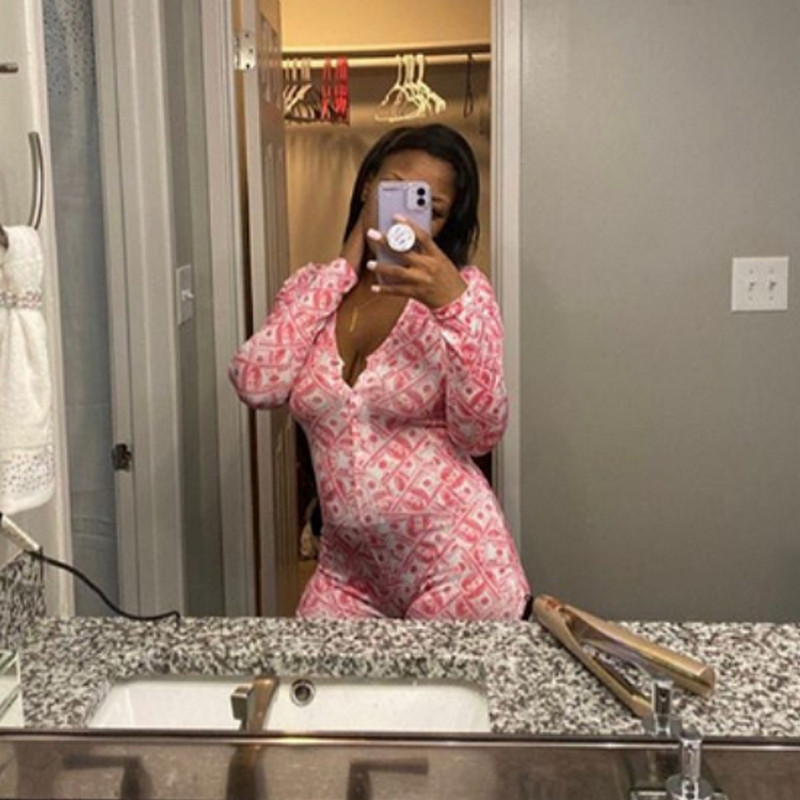 Fall Winter The Butt Flap Playsuit Womens LongSleeved Homewear Open Crotch OnePiece Pajamas VNeck Cartoon Printed Jumpsuit 201007