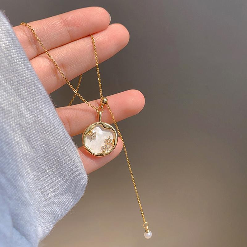Other Fashion 14K Real Gold Fritillaria Stars Chain Pendant Necklace For Women Temperament High Quality Zircon Jewelry Ins, Silver
Other Fashion 14K Real Gold Fritillaria Stars Chain Pendant Necklace For Women Temperament High Quality Zircon Jewelry Ins, Silver