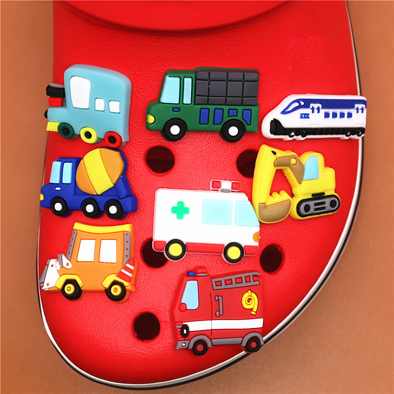 Shoe Charms Construction vehicles and Trains Shoe Buckle Accessories Sandals Shoe Decorations Kid's X-mas