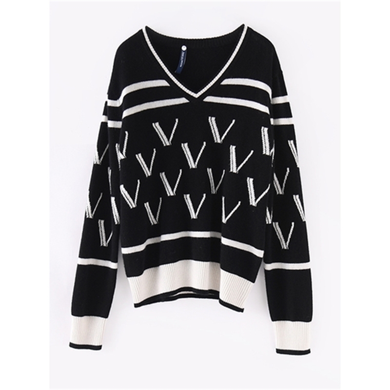 New Pure 2021 Cashmere Wool Striped Mesh V-neck Knit Pullover Sweater Woman Autumn Winter Jersey Designer T40a 97GP, Black 
New Pure 2021 Cashmere Wool Striped Mesh V-neck Knit Pullover Sweater Woman Autumn Winter Jersey Designer T40a 97GP, Black