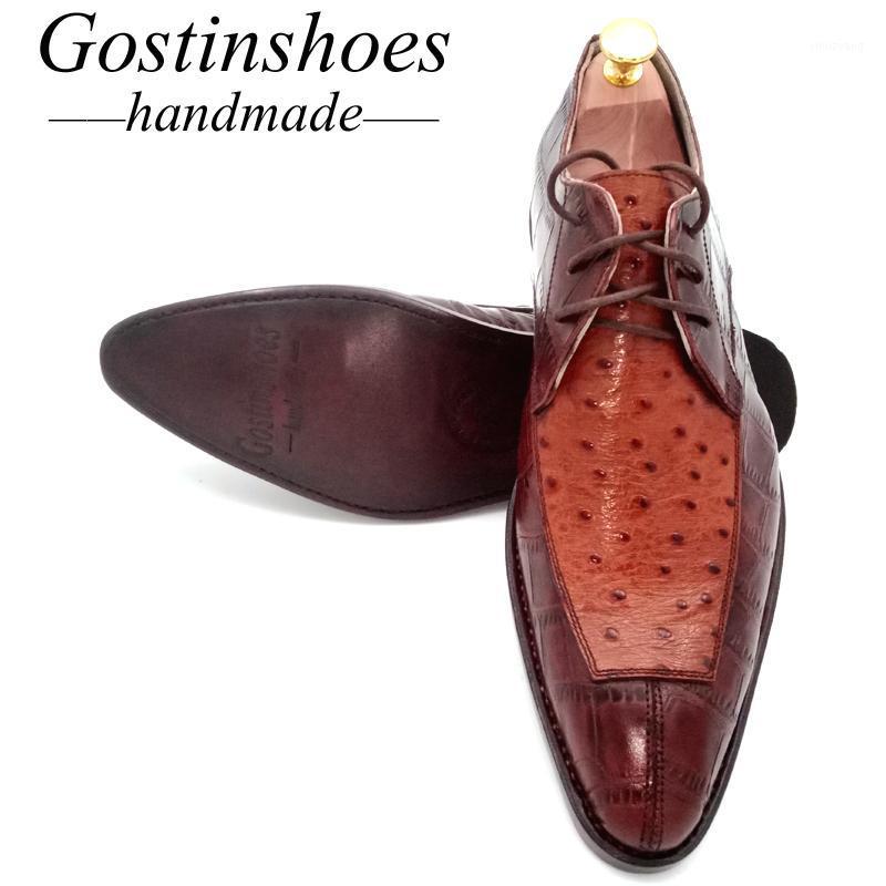 SALE 44 Goodyear Welted Handmade Derby Shoes Brown Ostrich Printed Men Leather Shoes Formal Pointed Toe Lace-up Men1
SALE 44 Goodyear Welted Handmade Derby Shoes Brown Ostrich Printed Men Leather Shoes Formal Pointed Toe Lace-up Men1