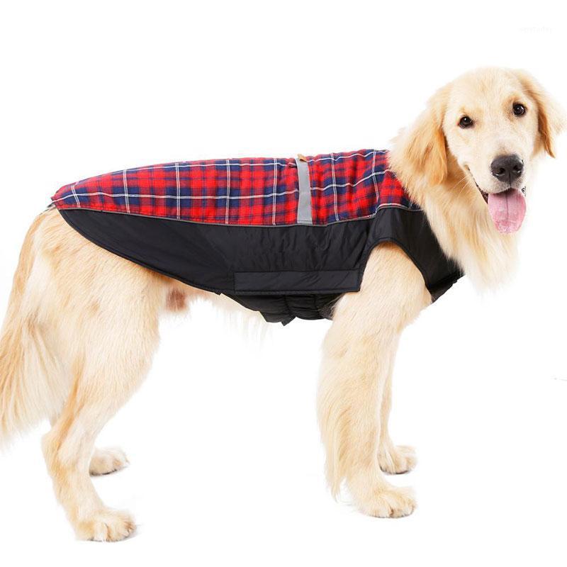

Reflective Winter Warm Pet Dog Clothes Pet Jacket English Design Checked Reversible Vest Dog Clothes Coat1, As pic