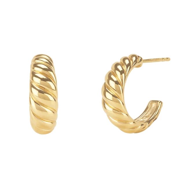 Gold Color Geometric Simple European Women Jewelry Gold Color Fashion Twinst Hoop Earrings Minimal Delicate Mini Hoop Open Earring