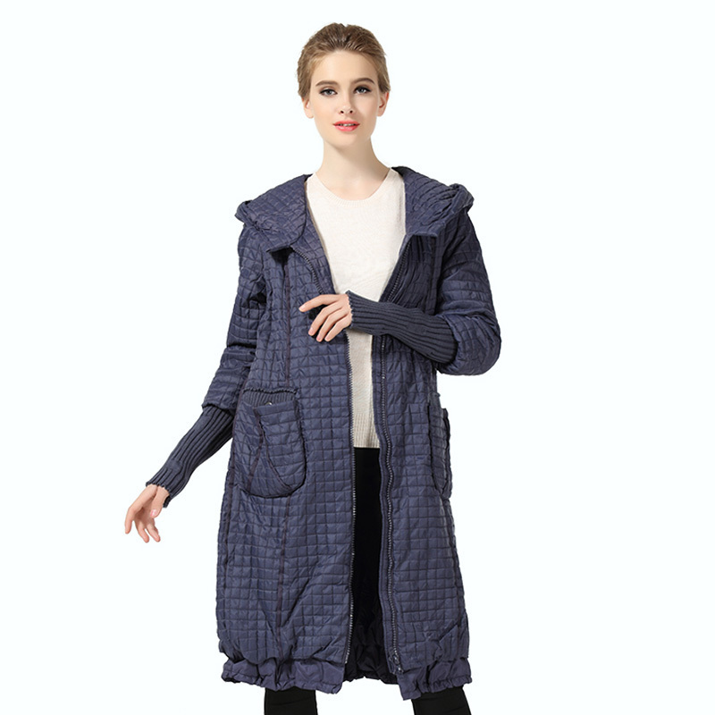 Women's Parka warm Winter Plaid Coat long plus size Jacket Female Casual Loose Cotton Padded Hooded Coats Woman AllureAmore 201019