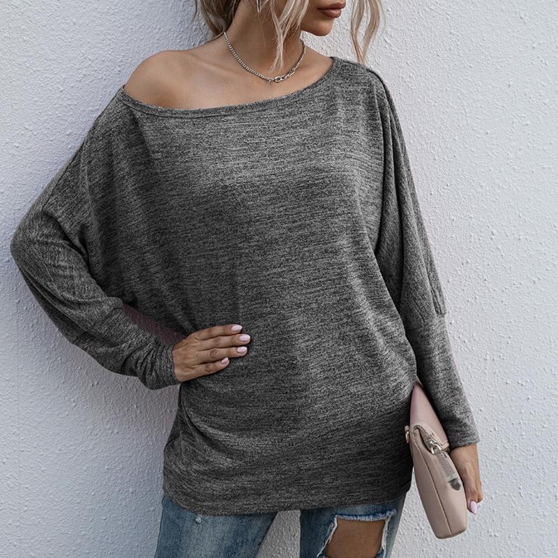 Fashion Women T-shirt Ladies Autumn Winter Casual Loose One-Word Collar long-sleeve Solid Color Pullover Tops T-shirt Streetwear, Bk
Fashion Women T-shirt Ladies Autumn Winter Casual Loose One-Word Collar long-sleeve Solid Color Pullover Tops T-shirt Streetwear, Bk