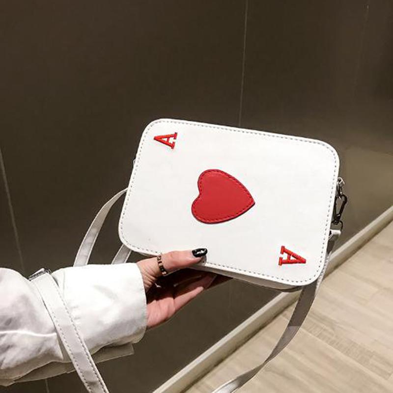 Korean Version New Creative Funny Messenger Bag Playing Cards Shape Funny Gift Heart Packing Cubes Shoulder Bag, White
Korean Version New Creative Funny Messenger Bag Playing Cards Shape Funny Gift Heart Packing Cubes Shoulder Bag, White
