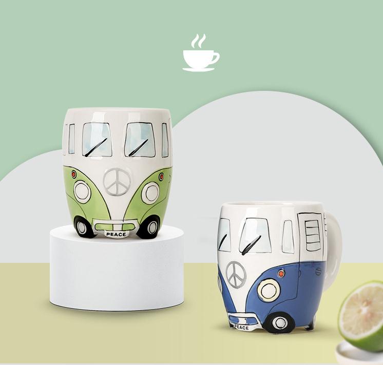 NEW Camper Van Mug cartoon Ceramic cups mugs gifts for kids porcelain cups for coffee Christmas gift lucky cup SN4834