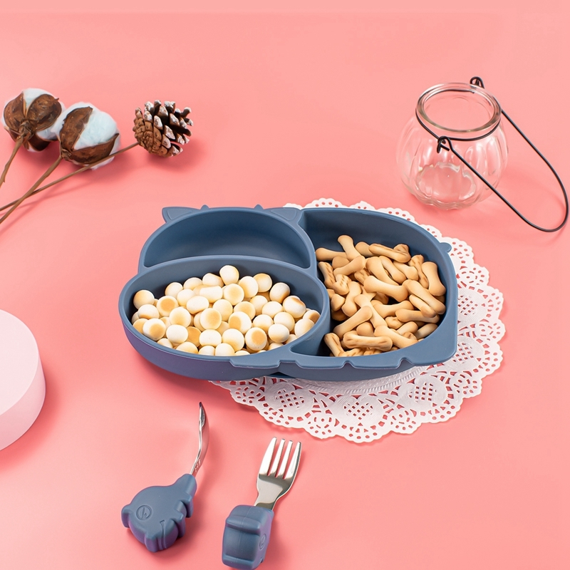 Cow Silicone Baby Feeding Silicone Plate Kids Bowl For Breakfast Nursning Feeding Tableware Set With Spoon Fork Set LJ201221