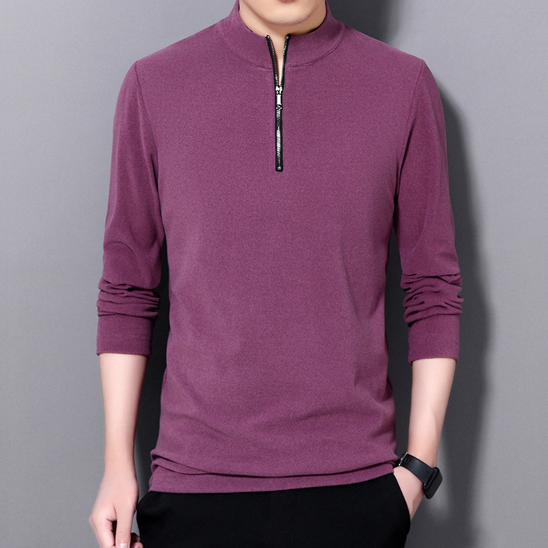 Thick Warm Bottoming Shirt Half Zip Pullover New Fashion T Shirts For Men Trends Tops Long Sleeve Tshirts Men Clothes 201203