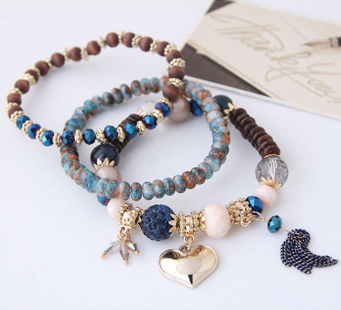 Bohemian Beaded Bracelets for Women 6 Colors Multilayer Stretch Stackable Bracelet Set Multicolor Jewelry Bangle Christmas Gift GD1224