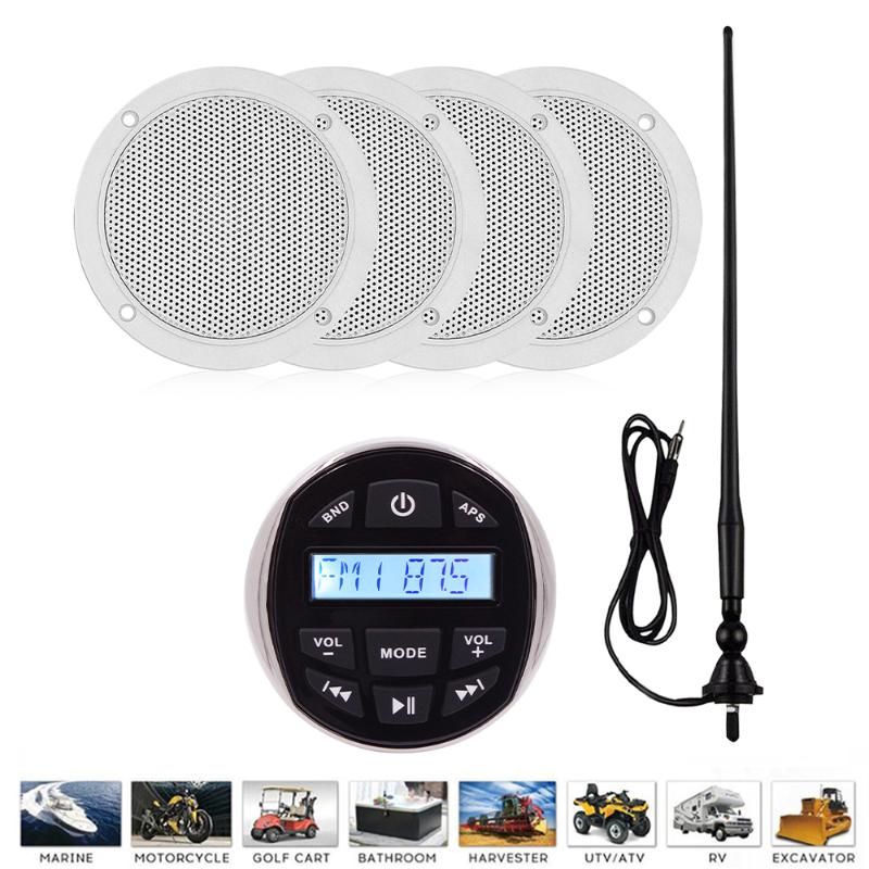 Marine Stereo Bluetooth Boat Radio Audio FM AM Car MP3 Player+4" Waterproof Speaker+Radio Antenna For Motorcycle Yacht ATV UTV
Marine Stereo Bluetooth Boat Radio Audio FM AM Car MP3 Player+4" Waterproof Speaker+Radio Antenna For Motorcycle Yacht ATV UTV