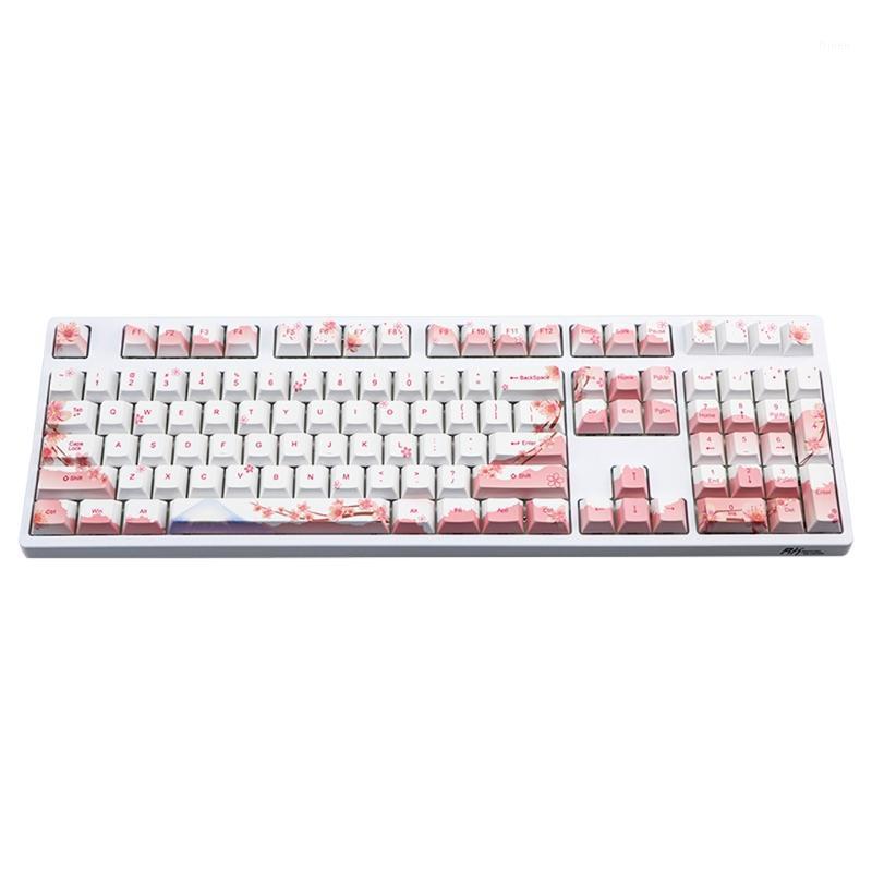 110 128 Keys Cherry Profile PBT Keycaps Full Set Mechanical Keyboard Keycaps PBT Dye-Sublimation Cherry Blossom For GH601