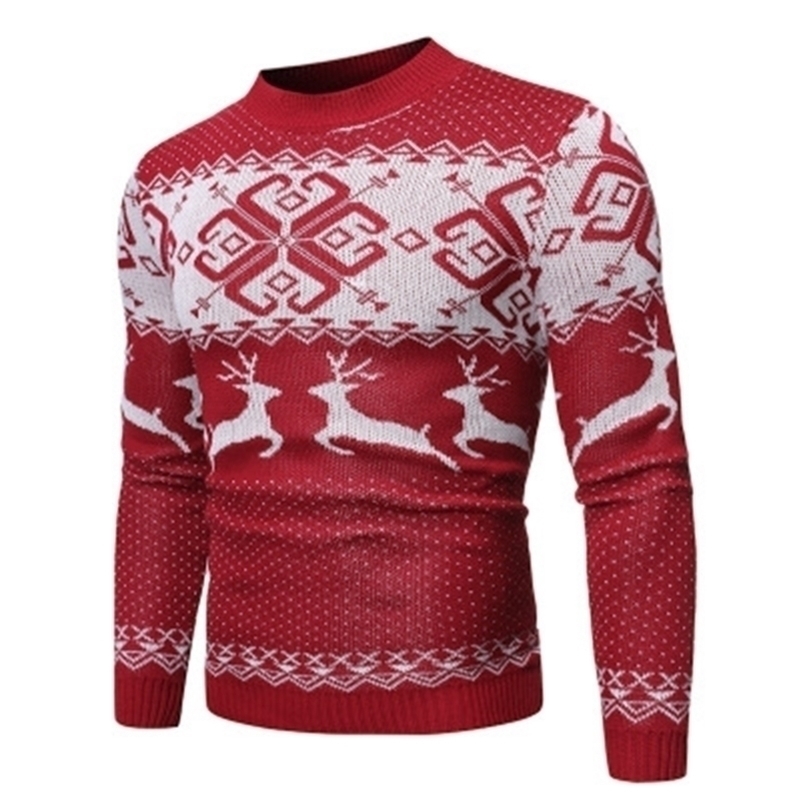 Funny Christmas Sweater men Snow Deer Printed Autumn Winter 201202, Red 
Funny Christmas Sweater men Snow Deer Printed Autumn Winter 201202, Red
