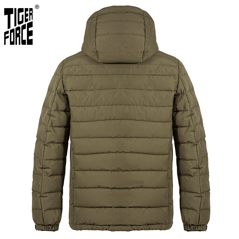 TIGER FORCE New Men's winter jacket Medium-long Hooded Jackets Thick Army Green Casual outdoor Warm Parka man coat 70769 201214
