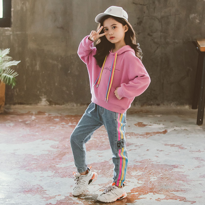 Children's Sports Suit Hoodies Jeans Tracksuit For Children Toddler/baby Girl Fall Clothes Kids Outfit School Costume For GirlsX1019