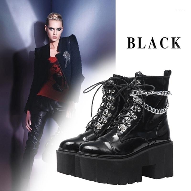 Women Platform Ankle Boots Patent Leather Punk Black Autumn Winter Chunky Heels Gothic Lace Up Boots Chain Female Shoes Footwear1
Women Platform Ankle Boots Patent Leather Punk Black Autumn Winter Chunky Heels Gothic Lace Up Boots Chain Female Shoes Footwear1