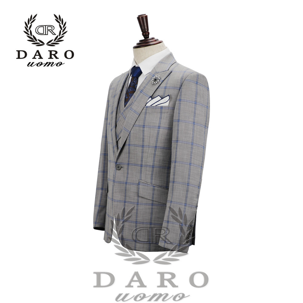 DARO Mens Suit terno Slim Fit Casual one button Fashion Grid Blazer Side Vent Jacket and Pant for Wedding Party DR8188 201106
