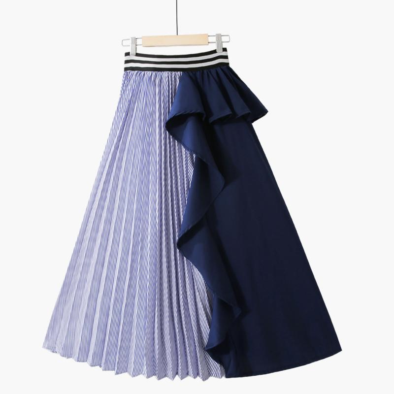 SuperAen Fall 2020 New All Match Contrast Color Patchwork High Waist Stripe Ruffle Hem Pleated Skirt Women, Blue
SuperAen Fall 2020 New All Match Contrast Color Patchwork High Waist Stripe Ruffle Hem Pleated Skirt Women, Blue