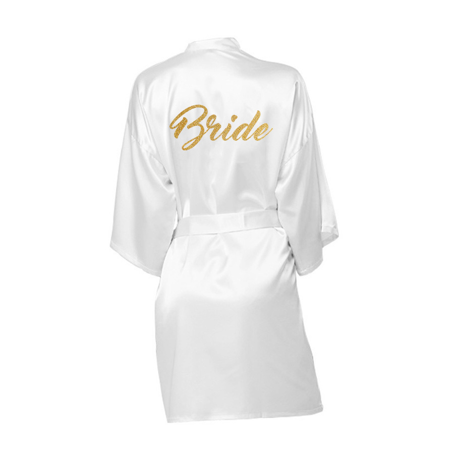 Wedding Bride&Squad Robe Silver Print Kimono Satin Pajamas Robe bridesmaid Sister Custom Robes T200612