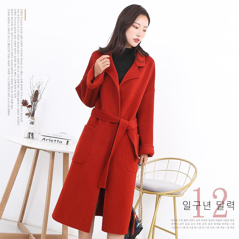 2020 new double faced cashmere overcoat women' middle long woolen overcoat, Black
2020 new double faced cashmere overcoat women' middle long woolen overcoat, Black