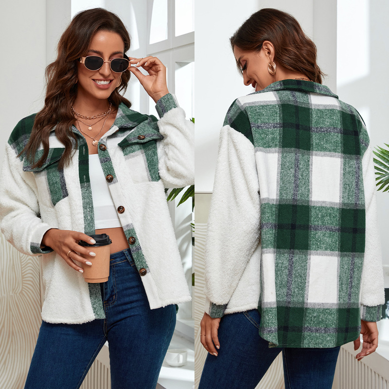 Women's Coat Winter New Fashion Loose Plaid Cardigan Stitching Plush Plaid Warm Jacket Women's Outerwear Elegant Blouses Tops, Black;brown
Women's Coat Winter New Fashion Loose Plaid Cardigan Stitching Plush Plaid Warm Jacket Women's Outerwear Elegant Blouses Tops, Black;brown