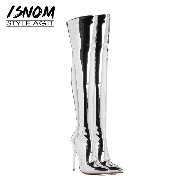 ISNOM Mirror Pu Over The Knee Women Boots Pointed Toe Footwear Party High Heels Boot Zip Shoes Woman 2020 Winter Plus Size 32-43, Silver
ISNOM Mirror Pu Over The Knee Women Boots Pointed Toe Footwear Party High Heels Boot Zip Shoes Woman 2020 Winter Plus Size 32-43, Silver