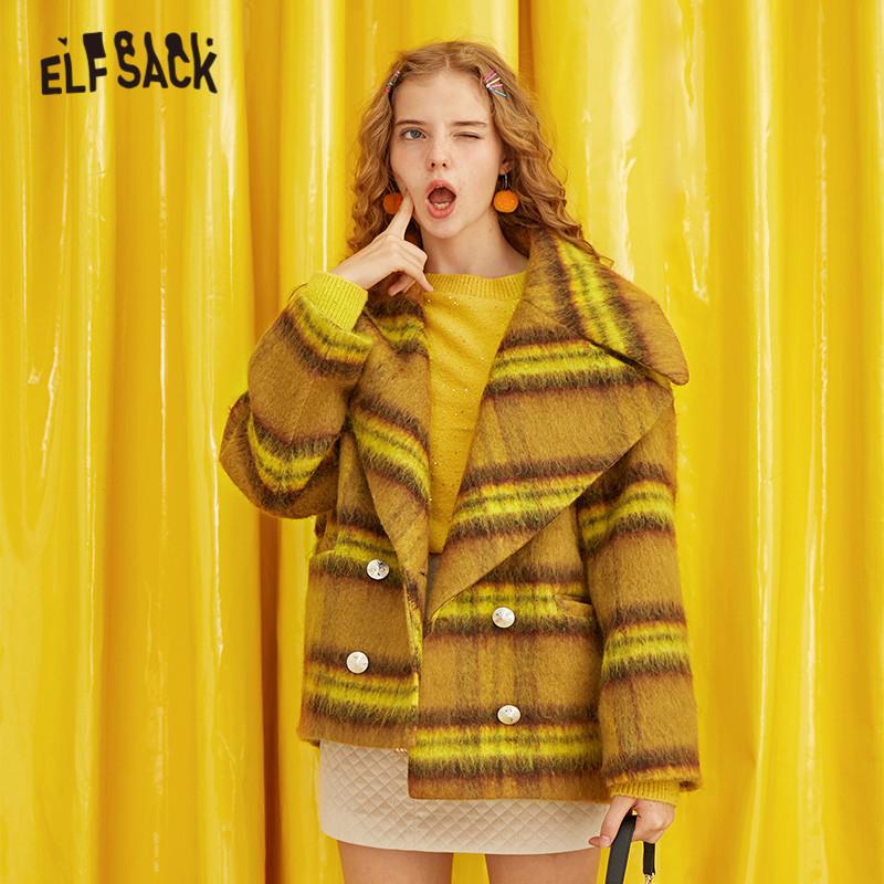 ELFSACK Plaid Leopard Embroidery Straight Double Breasted Wool Coats Women 2020 Winter Letter Printed Casual Female Warm Outwear, Yellow
ELFSACK Plaid Leopard Embroidery Straight Double Breasted Wool Coats Women 2020 Winter Letter Printed Casual Female Warm Outwear, Yellow
