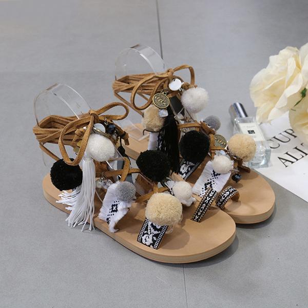 Vogue Ethic Lace Up Cross-tie Women Sandals Paisley Gladiator Sandals Women Bohemia Pom Pom Flat SWC0287, Apricot
Vogue Ethic Lace Up Cross-tie Women Sandals Paisley Gladiator Sandals Women Bohemia Pom Pom Flat SWC0287, Apricot