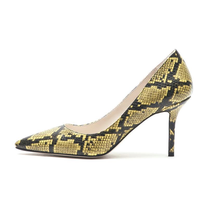 YECHNE Red Blue Snake Skin Pattern Of Women High Heels Shoes Sexy Hooks Female Punch Shoes Stiletto Brilliant Hooks Pumps1