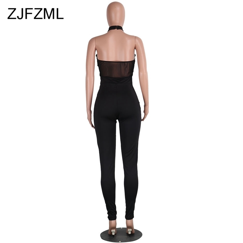 Glitter Rhinestones Sexy Jumpsuits For Women Off The Shoulder Backless Bodycon Romper Elegant Hollow Out One Piece Party Overall T200107