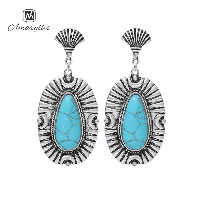 Stud Amaiyllis Ethnic Geometric Turquoises-Stone Earrings For Women Retro Carved Metal Pendant Earring Bohemia Boutique Inspired
Stud Amaiyllis Ethnic Geometric Turquoises-Stone Earrings For Women Retro Carved Metal Pendant Earring Bohemia Boutique Inspired