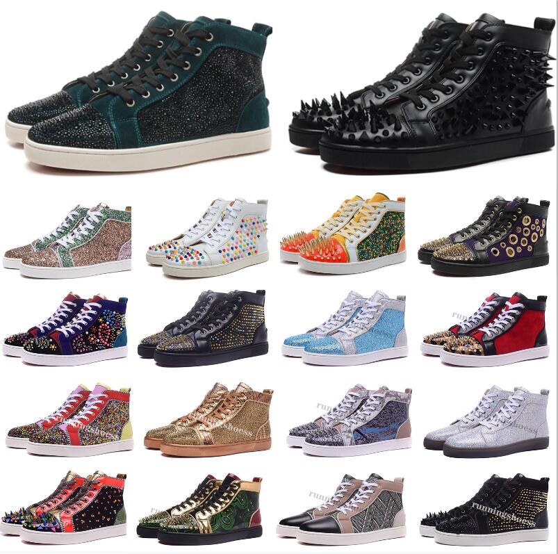 2021New red bottoms men women shoes spikes fashion high top sneakers Black White Glitter Grey leather suede mens casual shoe jogging walking
2021New red bottoms men women shoes spikes fashion high top sneakers Black White Glitter Grey leather suede mens casual shoe jogging walking