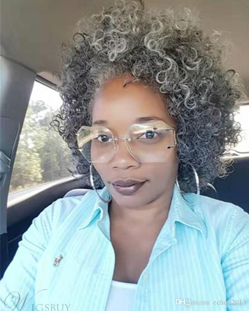 Trendiest salt and pepper color ponytail women extension natural grey hair pony tail with highlights curly human bun updo drawstring clip in easy 140g