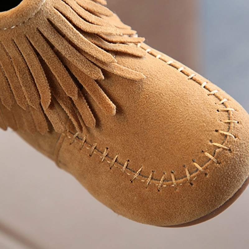 Kids Snow Boots Winter Solid Color Tassel Boys Ankle Boots Plush Warm Children Girls Short Boots Anti-slip Cotton Shoes SHS064 201128