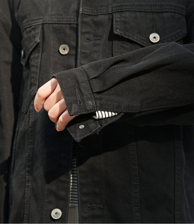 Women jeans jacket black long basical denim jacket coat single breasted Full Sleeves BF fashion loose Women Denim coats 201017