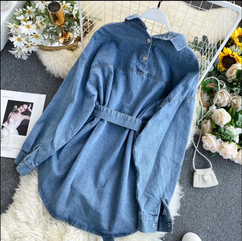 Denim Shirt Women's Backless Lace-up Waist Bag Fashion Jeans Blouse Coat Ladies Streetwear Jean Blusa Femme Spring and Autumn T200321