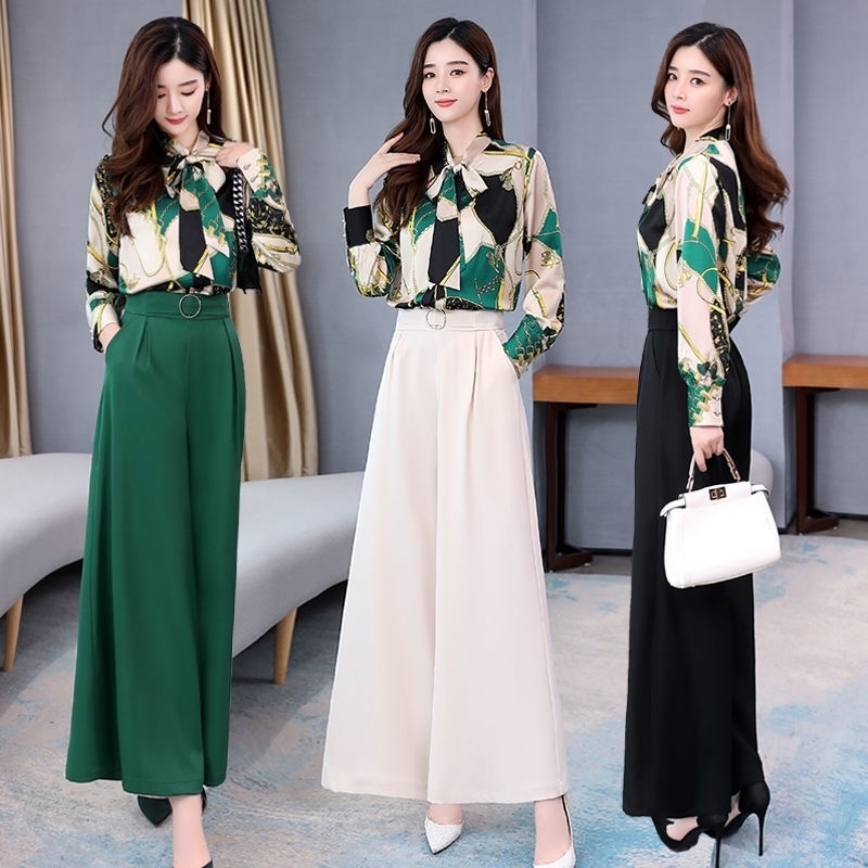Summer Two Piece Set OL Women Sets Plus Size Two Piece Set Top And Pants Wide Leg Pants Woman Tracksuit /outfit/suit/Set 2 Piece 201119