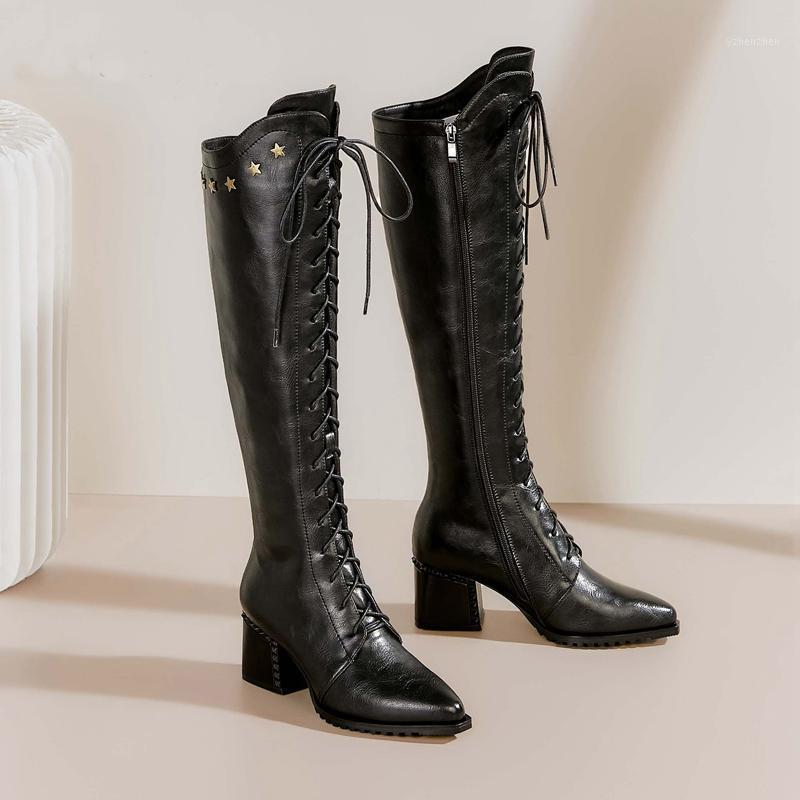 Bottes Femme 2020 New Winter Knee-High Boots Women's Shoes Metal Decorations Cross-Tied Riding Boots Zapatos Mujer1, Black
Bottes Femme 2020 New Winter Knee-High Boots Women's Shoes Metal Decorations Cross-Tied Riding Boots Zapatos Mujer1, Black