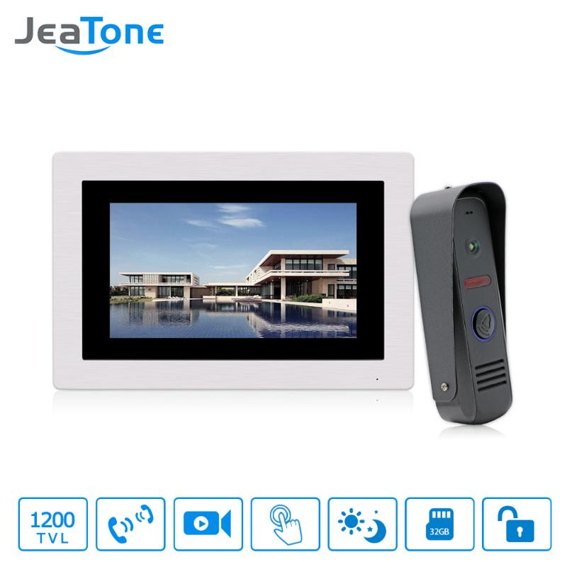 

JeaTone 7" Touch Screen Video Door Phone Intercom Waterproof Doorbell 4-Wired Home Intercom System Unlocking Motion Detection