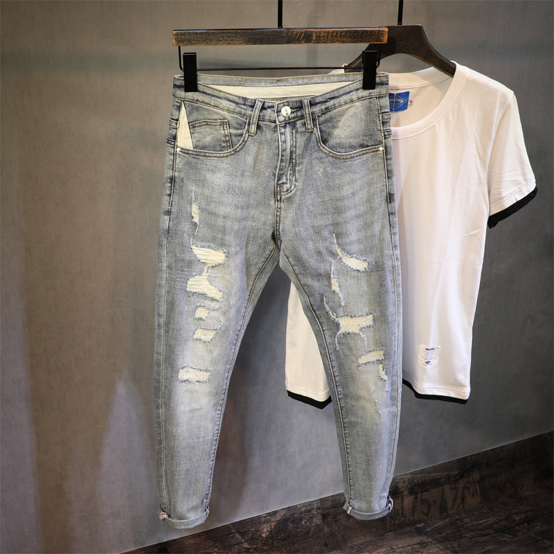 2021 New Korean Style Fashion Men Jeans Retro Light Blue Designer Ripped Denim Pencil Pants Streetwear Slim Fit Elastic Hip Hop Trousers 9ez
2021 New Korean Style Fashion Men Jeans Retro Light Blue Designer Ripped Denim Pencil Pants Streetwear Slim Fit Elastic Hip Hop Trousers 9ez