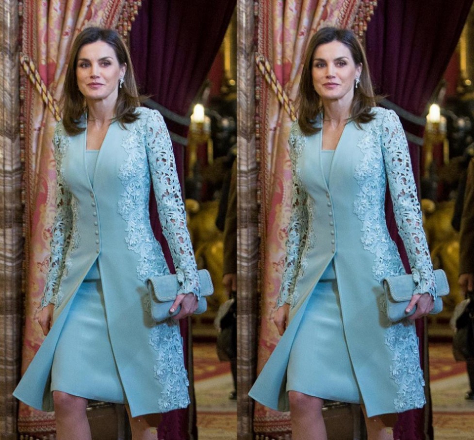 Elegant Outdoor Mother Of Bride Dresses Suits Short Two Piece Sky Blue Long Sleeve Groom Mother Dress For Wedding Party Lace Uk Arabic