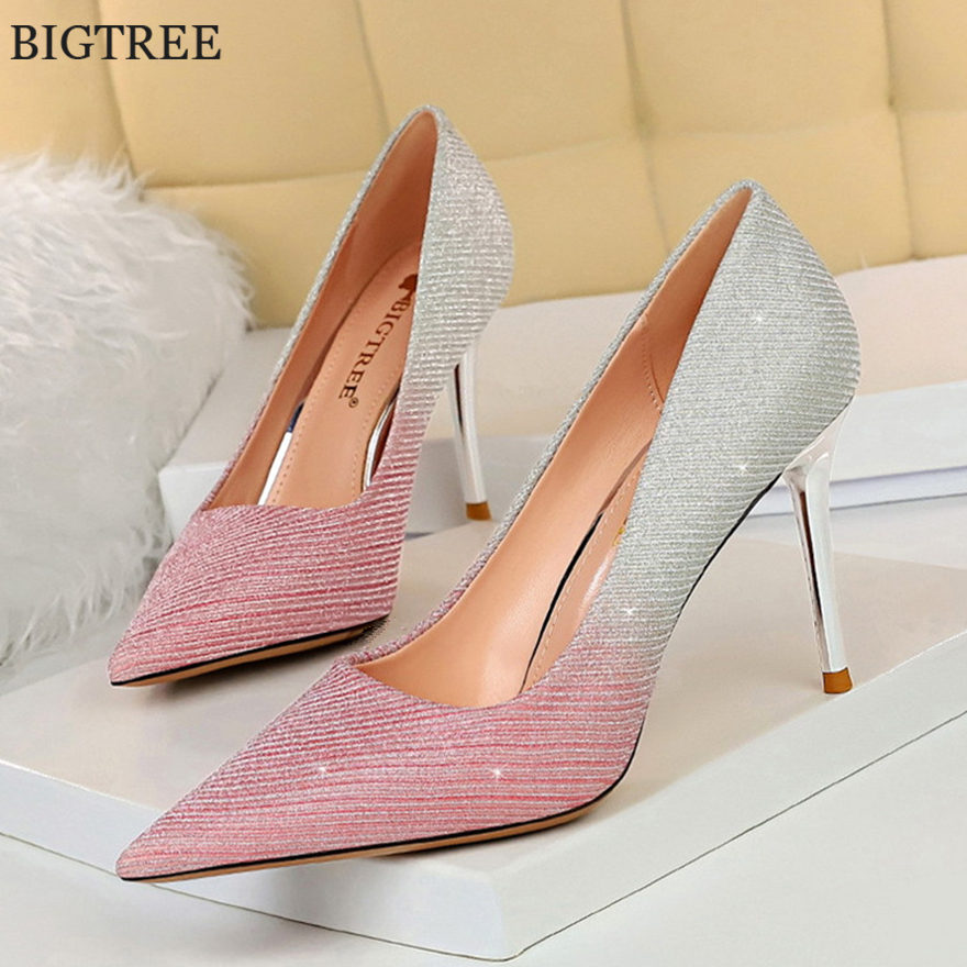 Fashion Sequined Cloth 9CM High Heels Spring Women Shoes Sexy Party Gradient color Pointed Toe Woman Wedding Stiletto Pink Pumps
Fashion Sequined Cloth 9CM High Heels Spring Women Shoes Sexy Party Gradient color Pointed Toe Woman Wedding Stiletto Pink Pumps