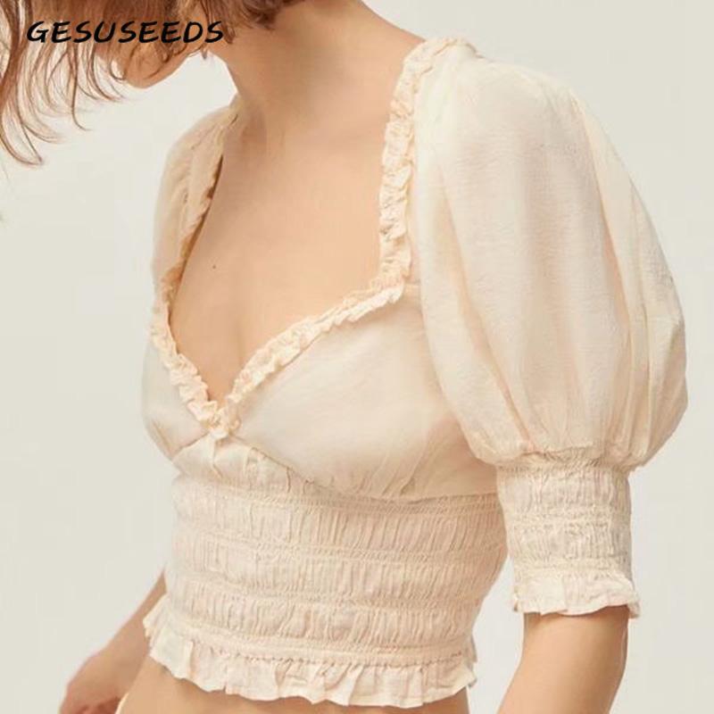 Summer 2020 boho womens tops and blouses vintage square neck blouse women sexy ruffle blouse puff sleeve crop top korean, Beige
Summer 2020 boho womens tops and blouses vintage square neck blouse women sexy ruffle blouse puff sleeve crop top korean, Beige