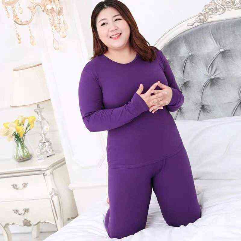 Plus Size Thermal Underwear Suit Women Clothing Suit Autumn Women Long Johns Solid Warm Winter Girls Underwear 3XL 4XL 5XL 211221