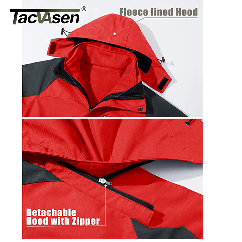 TACVASEN Winter 2-in-1 Jacket Men's Waterproof Ski Snow Jacket Coat Fleece Liner Windproof Hooded Mountain Coat Man Windbreaker 201130