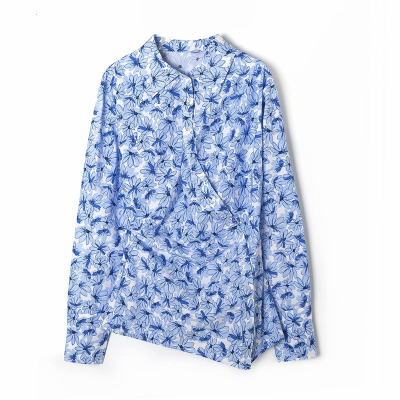 2021 New Elegant Women Blue Floral Print Shirts Fashion Ladies Cotton 100% Draped Tops Streetwear Female Chic Asymmetric Blouse Zutu
2021 New Elegant Women Blue Floral Print Shirts Fashion Ladies Cotton 100% Draped Tops Streetwear Female Chic Asymmetric Blouse Zutu